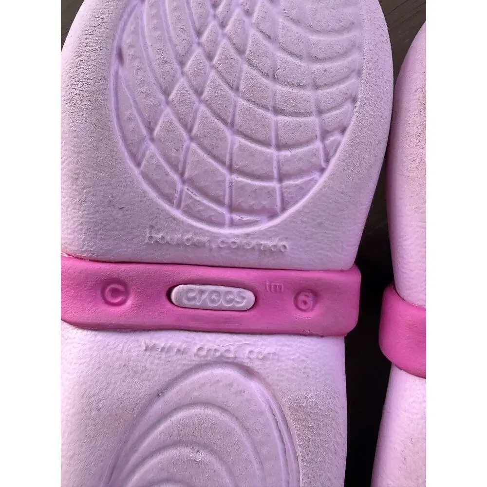 Crocs Kids Girls Keeley Springtime Embellished Mary Jane Flats Shoes Pink C6